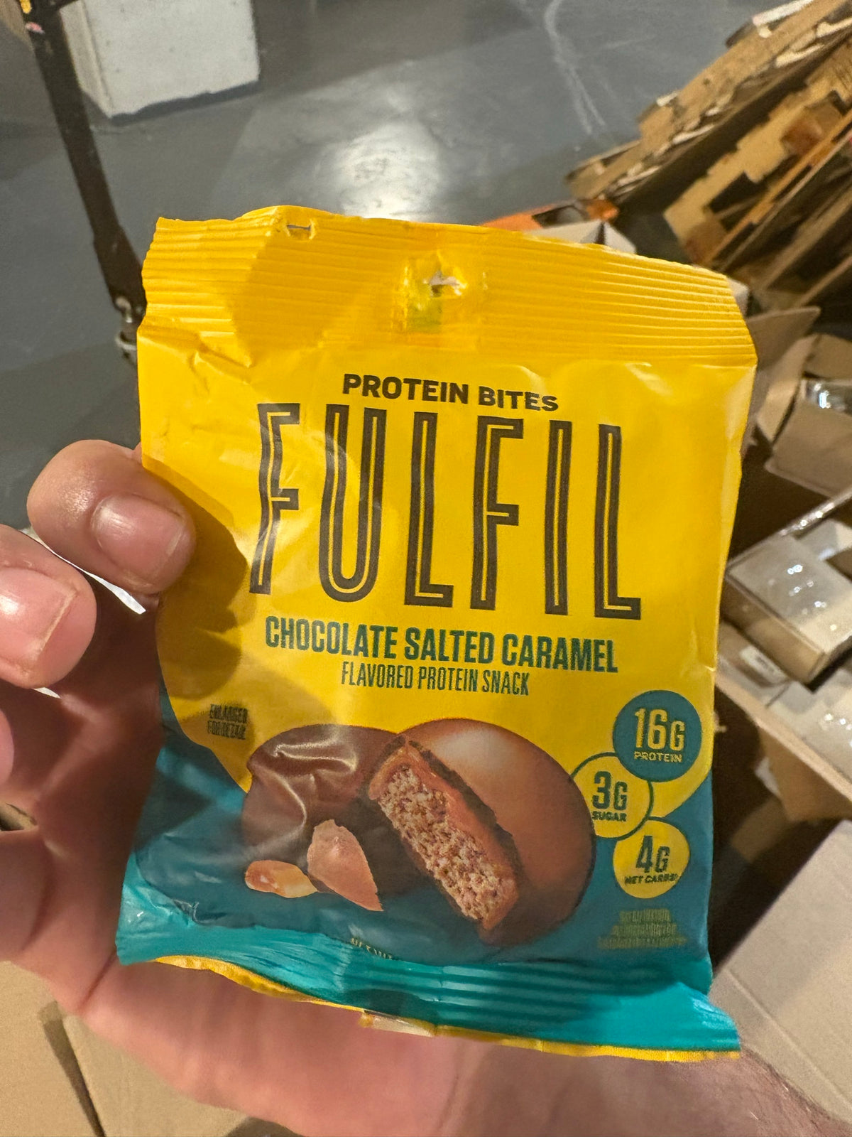 Individual FULFIL Protein Bites pouch, chocolate salted caramel
